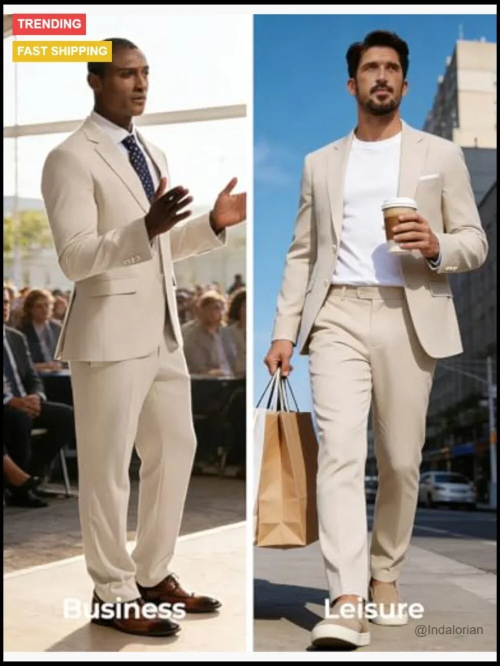 Men's 2 Piece Classic Fit Suit Set Notched Lapel Long Sleeve Blazer & Dress